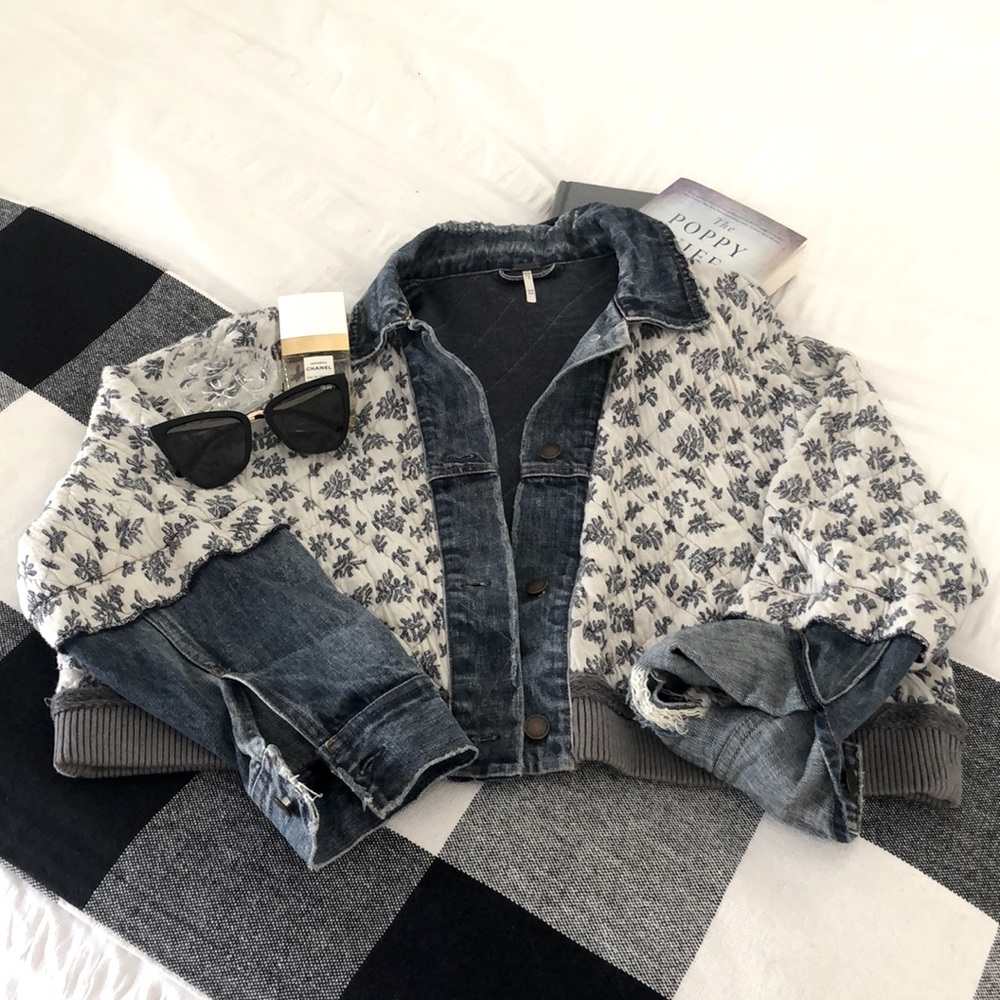 Free People Ditsy Daisy Denim Jacket